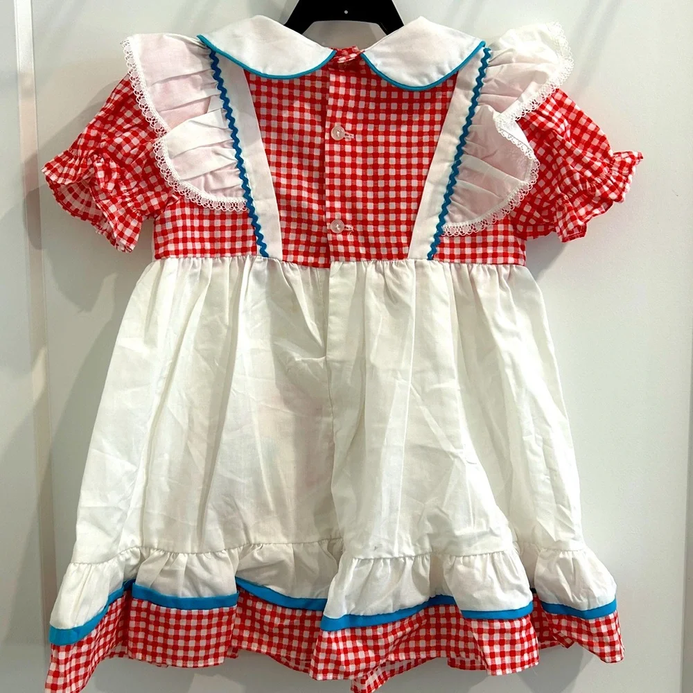 Vintage 80’s Gingham Pinafore Overlay Dress by Cotton Candy |Size 3T - Picture 5 of 7